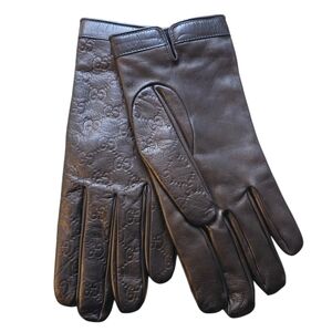 Gucci Brown Leather Men's Gloves